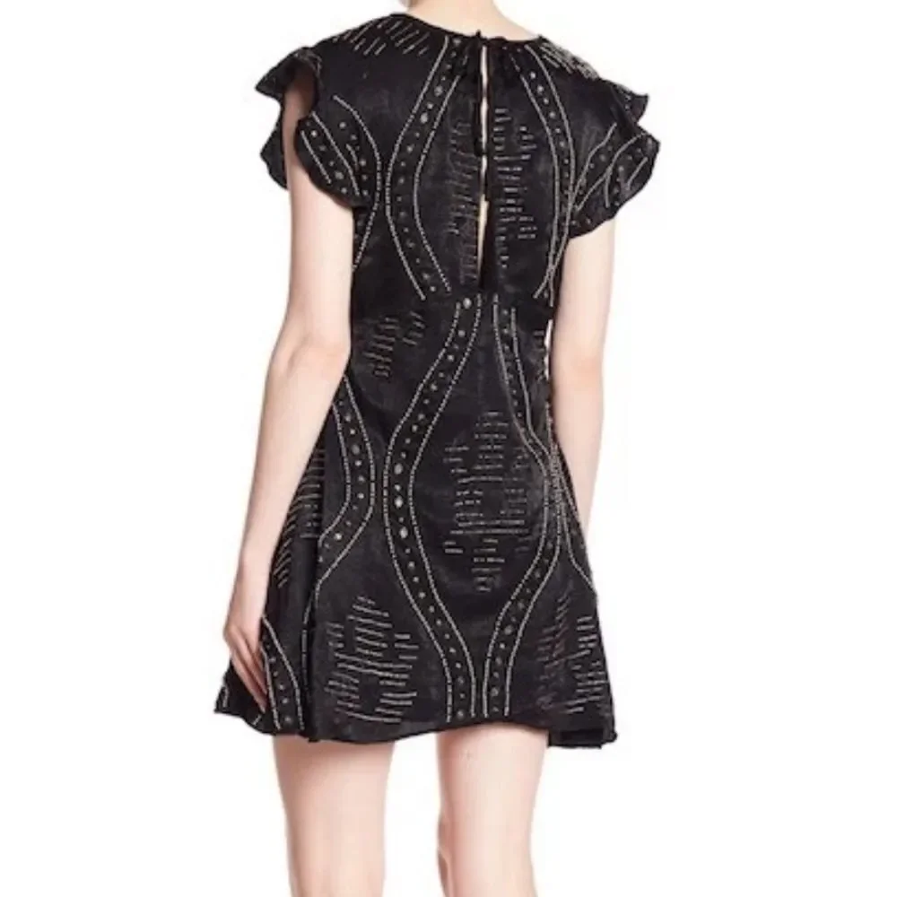 Free People Shine Like The Stars Black Beaded Mini Dress XS